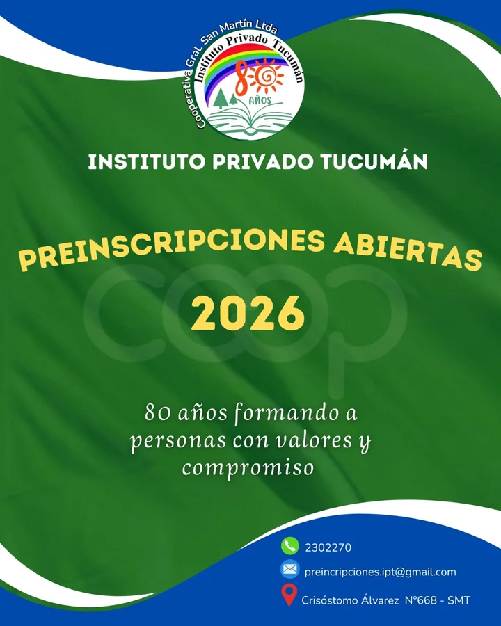 Banner de matrícula 2026 del Instituto Privado Tucumán